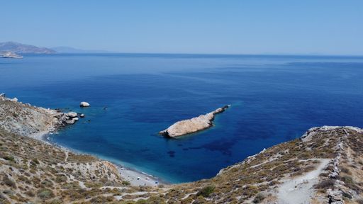 An aerial view of the Katergo Beach, Greece