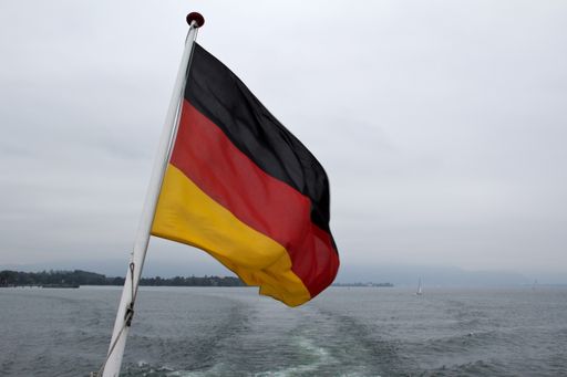 A closeup shot of the German flag on a boat