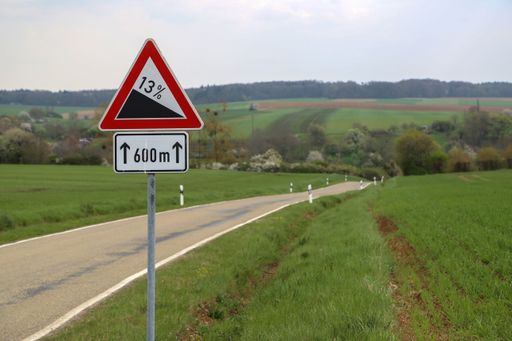 A closeup shot of street signs on the road
