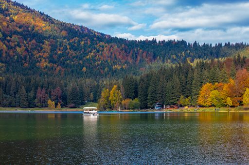 Landscape of St. Ana lake - Romania in autumn, saint Anne