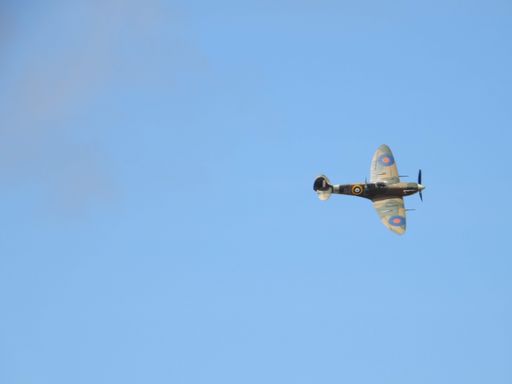 A scenic view of Spitfire and Typhoon in the Memorial Flight Southport Airshow