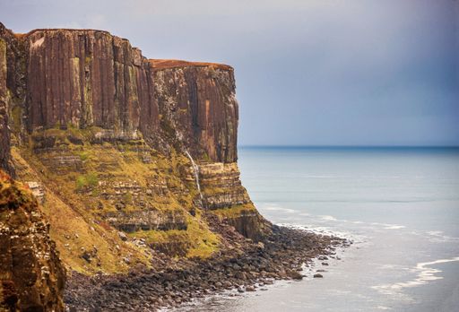 A beautiful shot of the Kilt rock of the Isle of Skye in Scotland