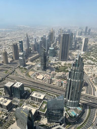 The Dubai skyscrapers and cityscape seen from Burj Khalifa