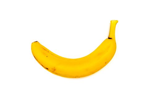 A closeup shot of a banana on white background