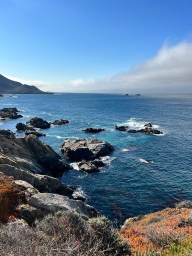 A scenic rocky seascape on a sunny day
