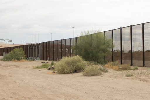 El Paso, Texas, USA September 29, 2022: Border Wall along the US Mexico Border near Downtown El Paso