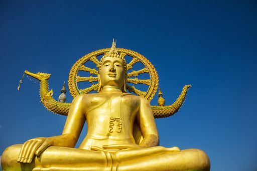 A low angle shot of Big Buddha statue in Koh Samui, Thailand