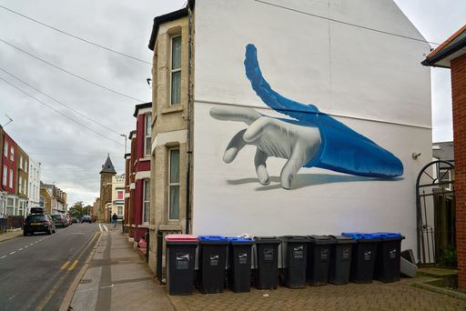A large scale mural by artist Nuno Viegas, Metis, as part of the Rise Up Residency in Margate, Thanet.