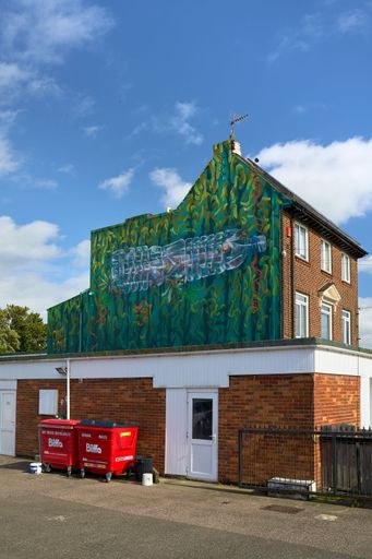 A large scale mural by artist Louis Masai as part of the Rise Up Residency in Margate, Thanet.