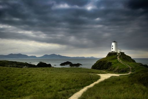 A beautiful shot in Llanddwyn Island under the dark clouds in Wales