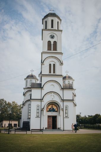 A vertical shot of Church Assumption of the Blessed Virgin Mary in Serbia