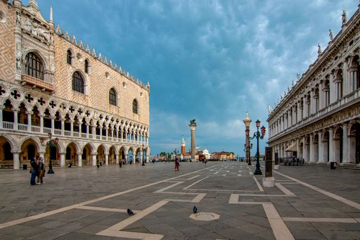 The famous Piazza San Marco (St. Mark's Square) in Venice on a cloudy day