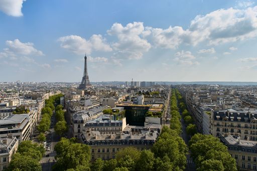 The famous Avenue Foch and the Eifel tower on a sunny day