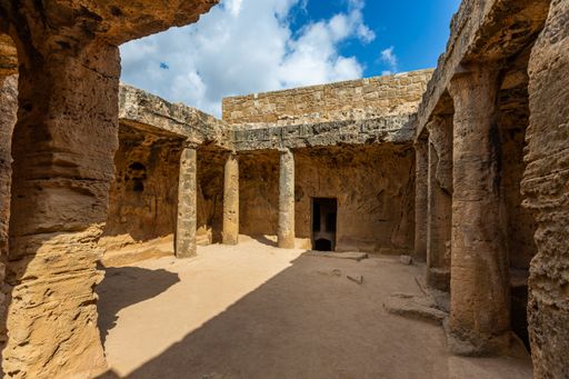 An abandoned ancient building under the cloudy sky in Cyprus