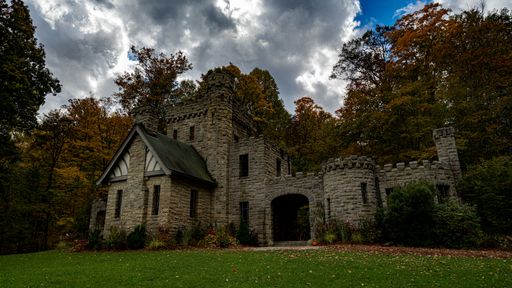 A beautiful shot of the Squire's Castle under cloudy sky in Willoughby Hills, Ohio, USA