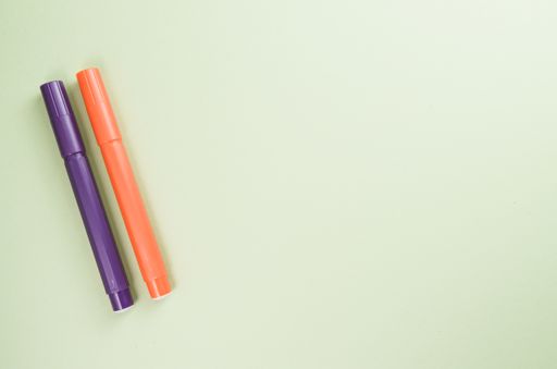 A top view of two pens